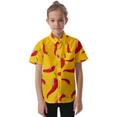 Chili-vegetable-pattern-background Kids  Short Sleeve Shirt