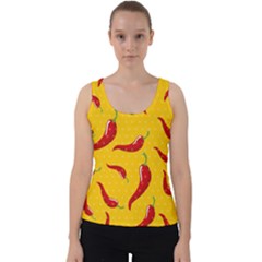 Chili-vegetable-pattern-background Velvet Tank Top