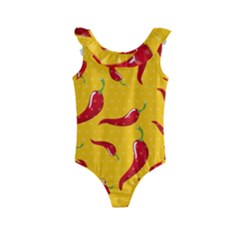 Chili-vegetable-pattern-background Kids  Frill Swimsuit