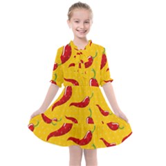 Chili-vegetable-pattern-background Kids  All Frills Chiffon Dress by uniart180623