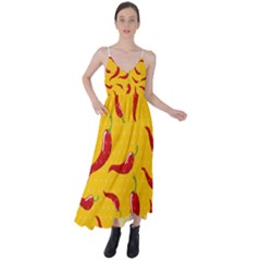 Chili-vegetable-pattern-background Tie Back Maxi Dress