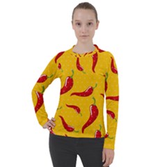 Chili-vegetable-pattern-background Women s Pique Long Sleeve Tee