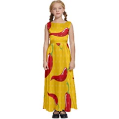 Chili-vegetable-pattern-background Kids  Satin Sleeveless Maxi Dress by uniart180623