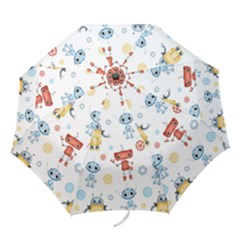 Cute-cartoon-robots-seamless-pattern Folding Umbrellas