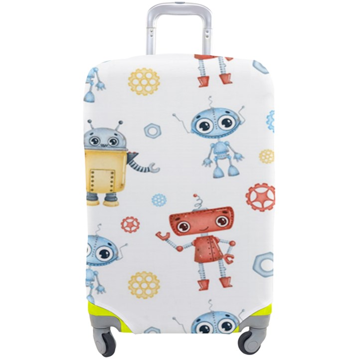 Cute-cartoon-robots-seamless-pattern Luggage Cover (Large)