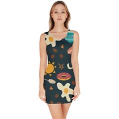 Seamless-pattern-with-breakfast-symbols-morning-coffee Bodycon Dress by uniart180623