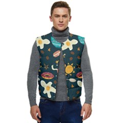 Seamless-pattern-with-breakfast-symbols-morning-coffee Men s Short Button Up Puffer Vest	 by uniart180623