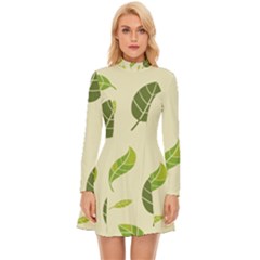 Leaf-spring-seamless-pattern-fresh-green-color-nature Long Sleeve Velour Longline Dress by uniart180623