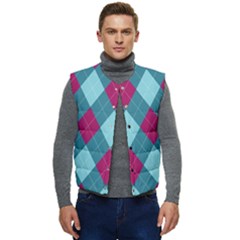 Argyle-pattern-seamless-fabric-texture-background-classic-argill-ornament Men s Short Button Up Puffer Vest	 by uniart180623