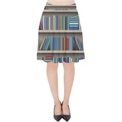 Bookshelf Velvet High Waist Skirt by uniart180623