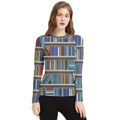 Bookshelf Women s Long Sleeve Rash Guard by uniart180623
