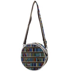 Bookshelf Crossbody Circle Bag by uniart180623
