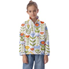 Seamless-pattern-with-various-flowers-leaves-folk-motif Kids  Half Zip Hoodie by uniart180623