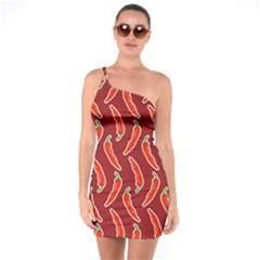 Chili-pattern-red One Shoulder Ring Trim Bodycon Dress by uniart180623