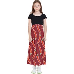 Chili-pattern-red Kids  Flared Maxi Skirt by uniart180623