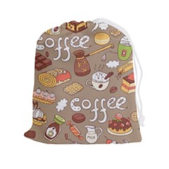 Vector-seamless-pattern-with-doodle-coffee-equipment Drawstring Pouch (2xl) by uniart180623