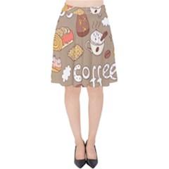 Vector-seamless-pattern-with-doodle-coffee-equipment Velvet High Waist Skirt by uniart180623