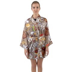 Vector-seamless-pattern-with-doodle-coffee-equipment Long Sleeve Satin Kimono by uniart180623