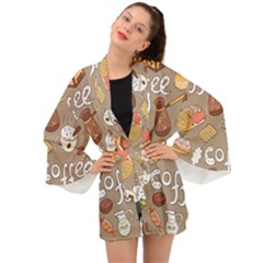 Vector-seamless-pattern-with-doodle-coffee-equipment Long Sleeve Kimono by uniart180623
