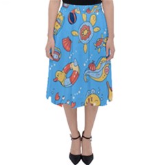 Hand-drawn-seamless-pattern-summer-time Classic Midi Skirt