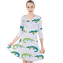 Cute-cartoon-alligator-kids-seamless-pattern-with-green-nahd-drawn-crocodiles Quarter Sleeve Front Wrap Dress View1