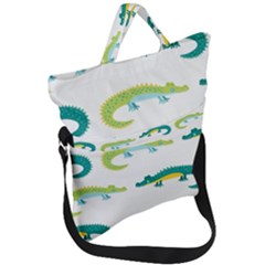 Cute-cartoon-alligator-kids-seamless-pattern-with-green-nahd-drawn-crocodiles Fold Over Handle Tote Bag by uniart180623