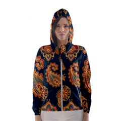 Bright-seamless-pattern-with-paisley-mehndi-elements-hand-drawn-wallpaper-with-floral-traditional Women s Hooded Windbreaker by uniart180623
