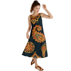 Bright-seamless-pattern-with-paisley-mehndi-elements-hand-drawn-wallpaper-with-floral-traditional Summer Maxi Dress