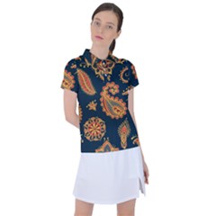 Bright-seamless-pattern-with-paisley-mehndi-elements-hand-drawn-wallpaper-with-floral-traditional Women s Polo Tee