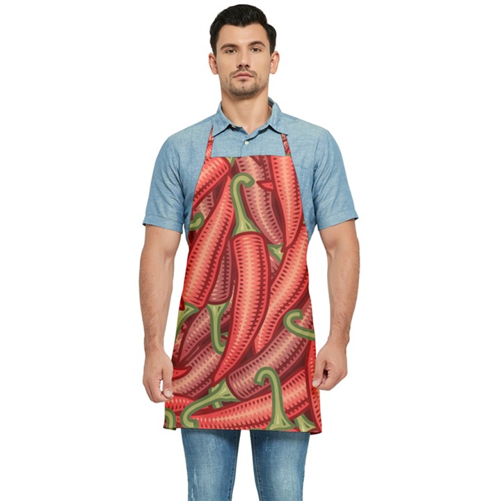 Seamless-chili-pepper-pattern Kitchen Apron