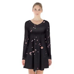 Abstract Rose Gold Glitter Background Long Sleeve Velvet V-neck Dress by artworkshop