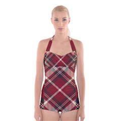 Tartan-scotland-seamless-plaid-pattern-vector-retro-background-fabric-vintage-check-color-square-geo Boyleg Halter Swimsuit  by uniart180623