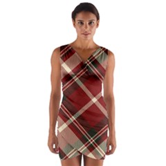 Tartan-scotland-seamless-plaid-pattern-vector-retro-background-fabric-vintage-check-color-square-geo Wrap Front Bodycon Dress