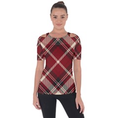 Tartan-scotland-seamless-plaid-pattern-vector-retro-background-fabric-vintage-check-color-square-geo Shoulder Cut Out Short Sleeve Top