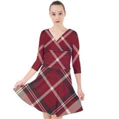 Tartan-scotland-seamless-plaid-pattern-vector-retro-background-fabric-vintage-check-color-square-geo Quarter Sleeve Front Wrap Dress