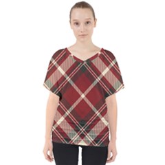 Tartan-scotland-seamless-plaid-pattern-vector-retro-background-fabric-vintage-check-color-square-geo V-Neck Dolman Drape Top