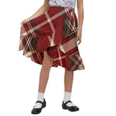 Tartan-scotland-seamless-plaid-pattern-vector-retro-background-fabric-vintage-check-color-square-geo Kids  Ruffle Flared Wrap Midi Skirt