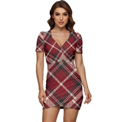 Tartan-scotland-seamless-plaid-pattern-vector-retro-background-fabric-vintage-check-color-square-geo Low Cut Cap Sleeve Mini Dress