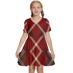 Tartan-scotland-seamless-plaid-pattern-vector-retro-background-fabric-vintage-check-color-square-geo Kids  Short Sleeve Tiered Mini Dress