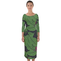 Seamless-pattern-with-hand-drawn-guelder-rose-branches Quarter Sleeve Midi Bodycon Dress by uniart180623