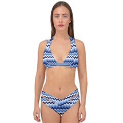 Zigzag-pattern-seamless-zig-zag-background-color Double Strap Halter Bikini Set by uniart180623