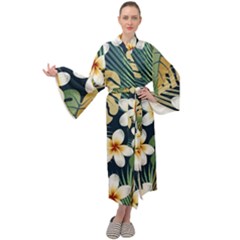 Seamless-pattern-with-tropical-strelitzia-flowers-leaves-exotic-background Maxi Velvet Kimono