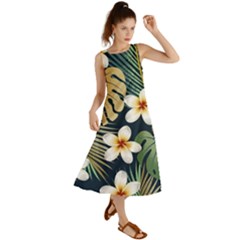 Seamless-pattern-with-tropical-strelitzia-flowers-leaves-exotic-background Summer Maxi Dress