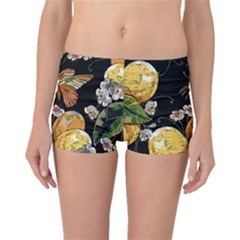 Embroidery-blossoming-lemons-butterfly-seamless-pattern Boyleg Bikini Bottoms by uniart180623