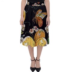 Embroidery-blossoming-lemons-butterfly-seamless-pattern Classic Midi Skirt