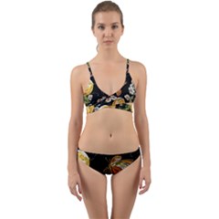 Embroidery-blossoming-lemons-butterfly-seamless-pattern Wrap Around Bikini Set by uniart180623