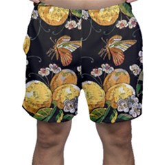 Embroidery-blossoming-lemons-butterfly-seamless-pattern Men s Shorts by uniart180623