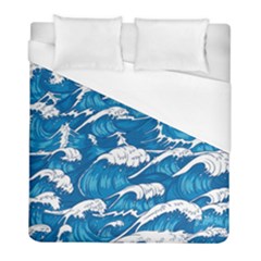 Storm-waves-seamless-pattern-raging-ocean-water-sea-wave-vintage-japanese-storms-print-illustration- Duvet Cover (full/ Double Size) by uniart180623