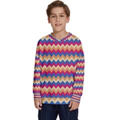 Zigzag-pattern-seamless-zig-zag-background-color Kids  Long Sleeve Jersey by uniart180623
