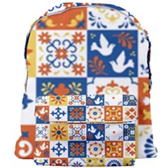 Mexican-talavera-pattern-ceramic-tiles-with-flower-leaves-bird-ornaments-traditional-majolica-style- Giant Full Print Backpack by uniart180623